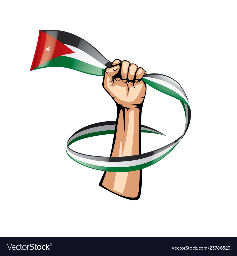 Jordan flag and hand on white background Vector Image