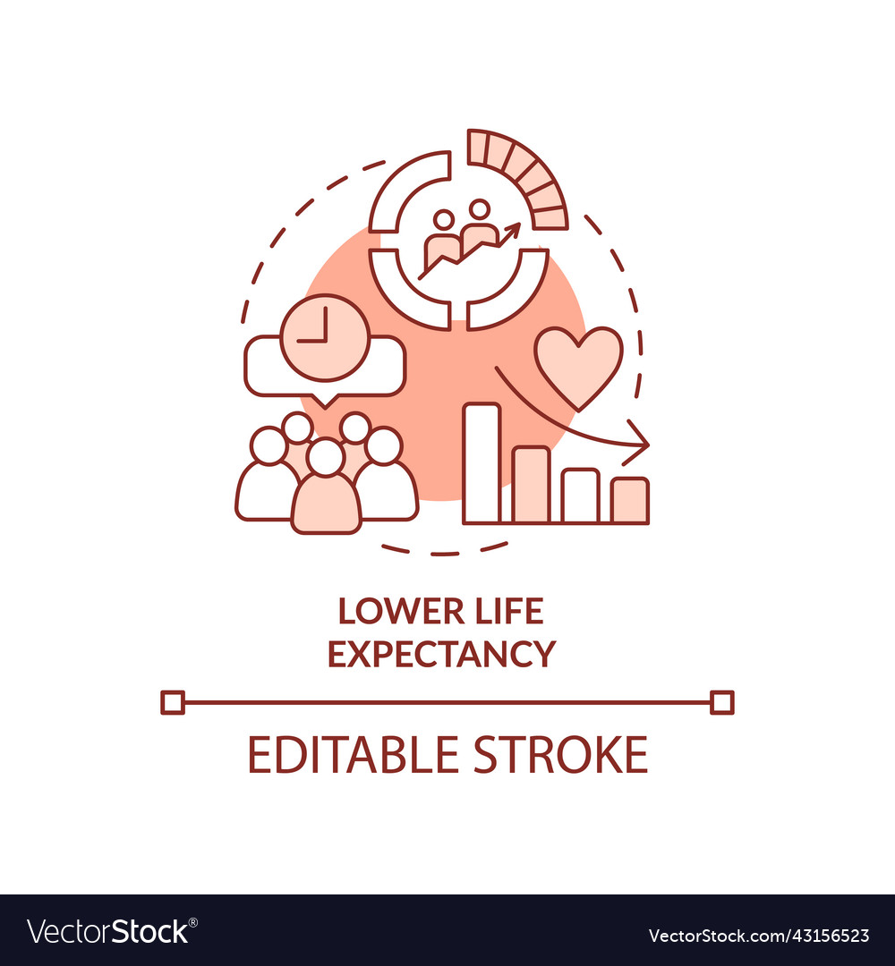 Lower life expectancy terracotta concept icon Vector Image