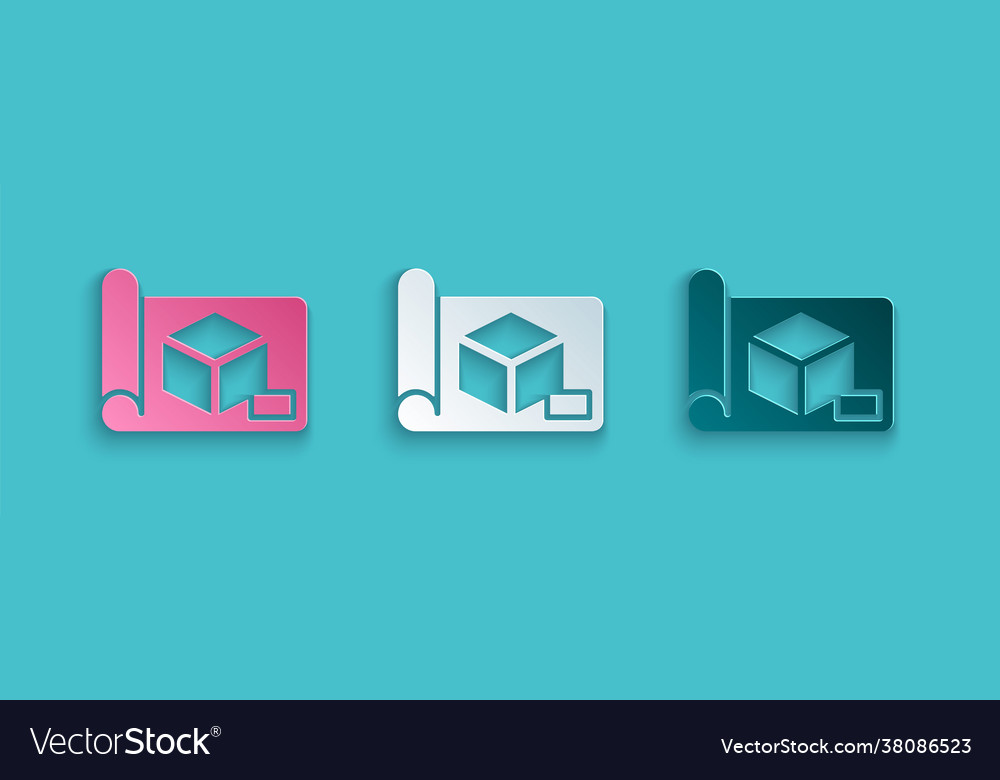 Paper cut graphing for engineering icon vector image Paper cut graphing for engineering icon