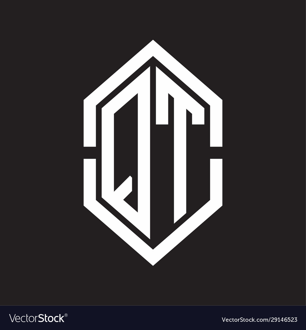 Qt logo monogram with hexagon shape and outline