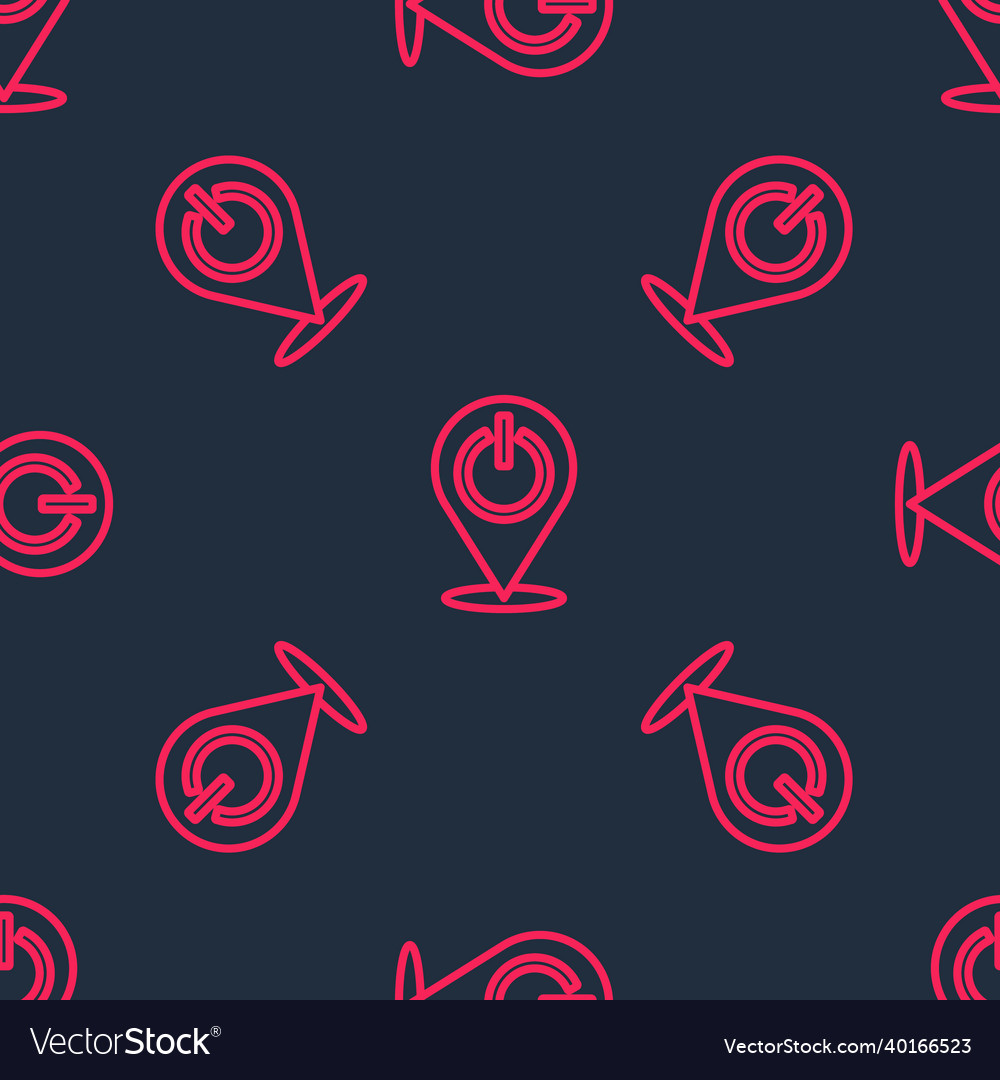 Red line power button icon isolated seamless vector image Red line power button icon isolated seamless