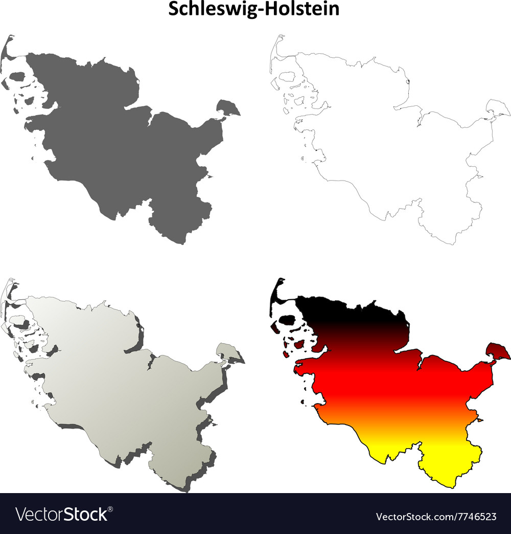 Schleswig-holstein blank outline map set