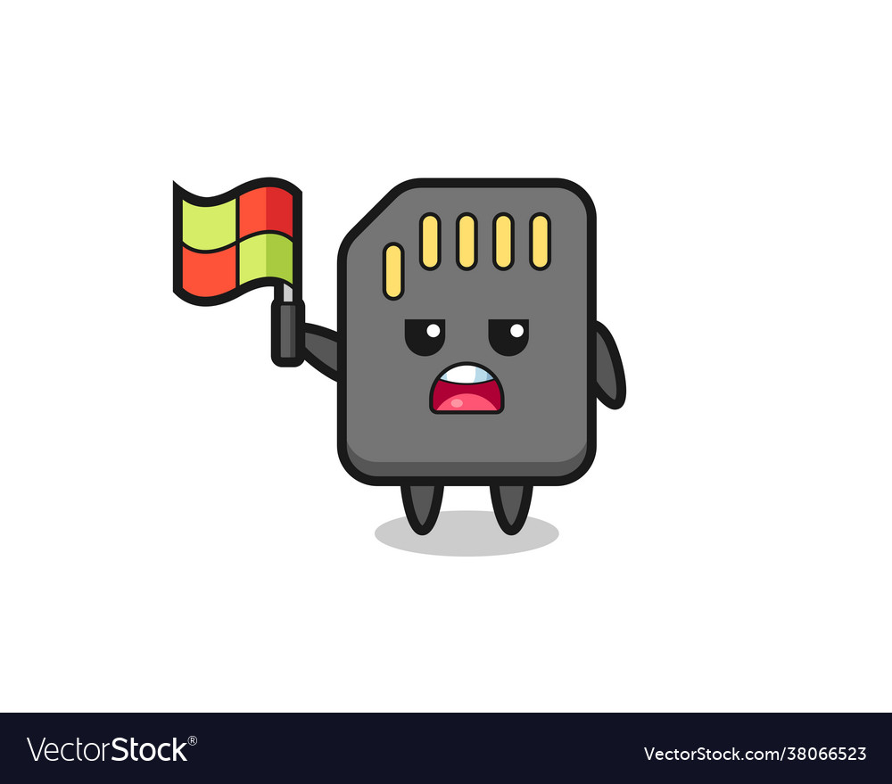 Sd card character as line judge putting flag