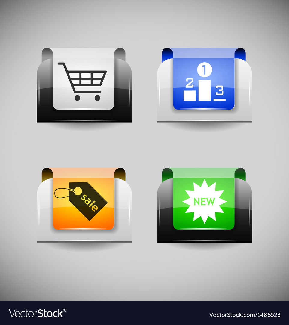 Set of color plastic buttons for web
