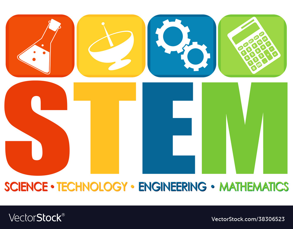 Stem logo with education and learning icon Vector Image