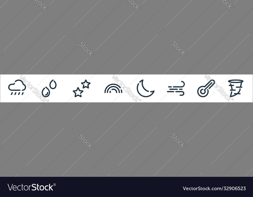 Weather line icons linear set quality vector image Weather line icons linear set quality