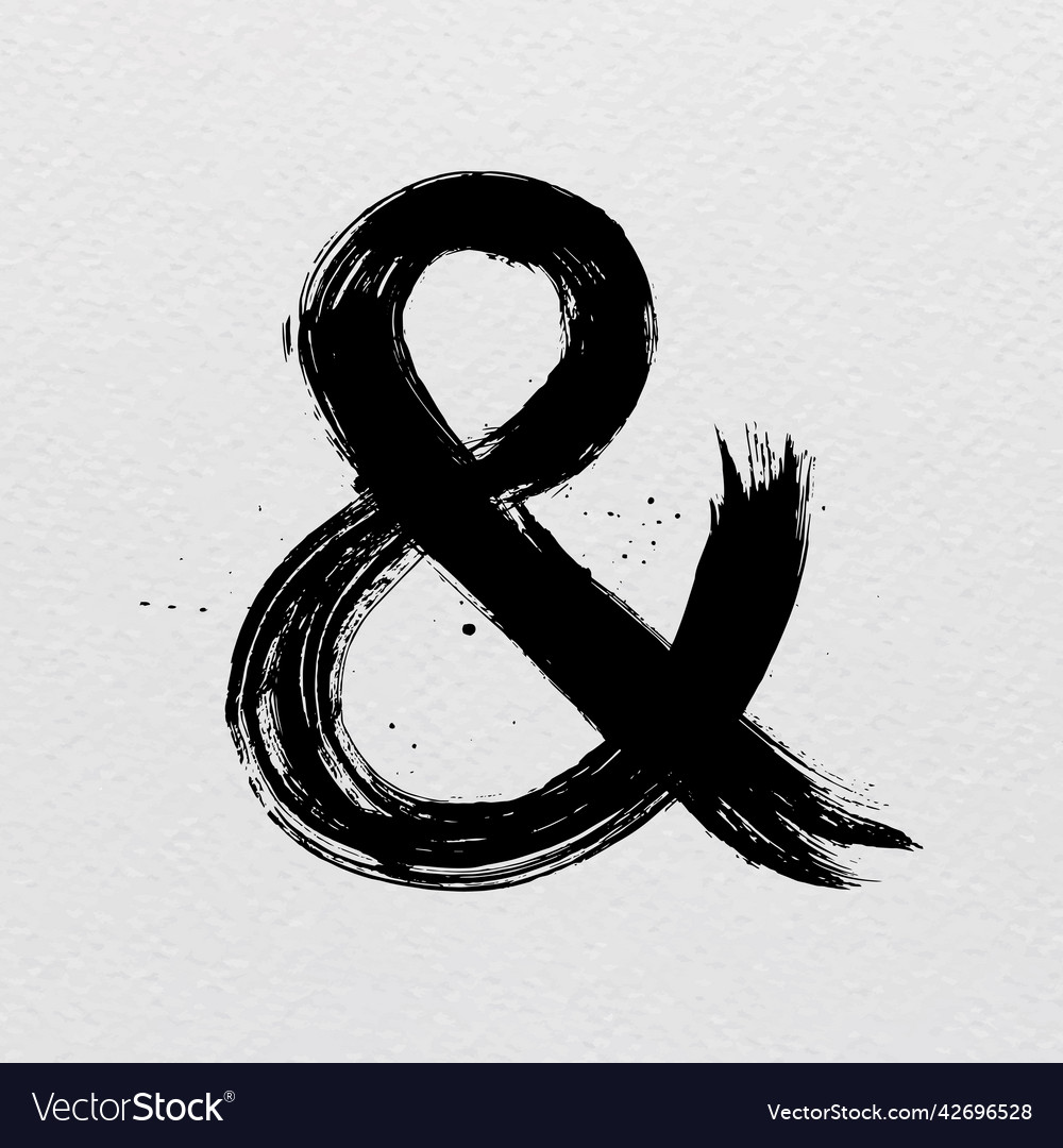 Premium Vector  Hand painted black ink ampersand symbol isolated on white