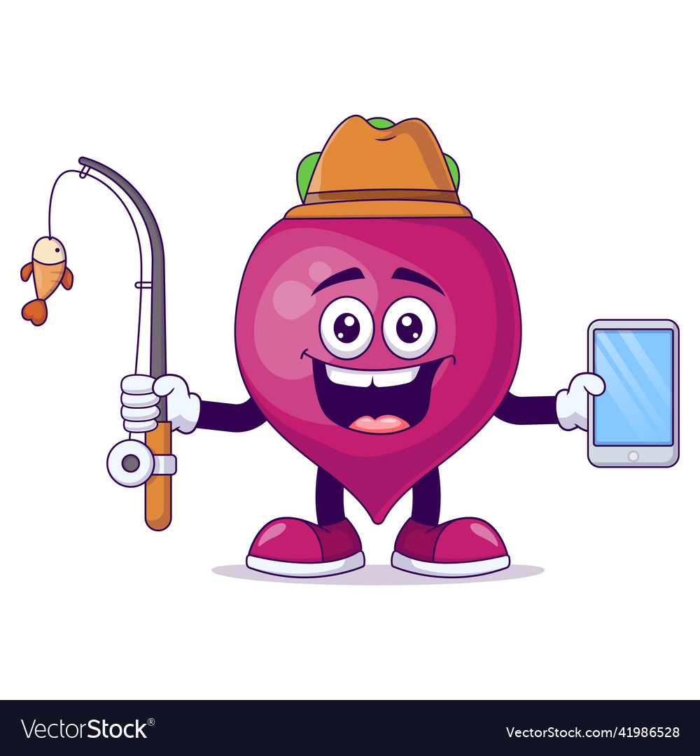 Angler beetroot cartoon mascot character