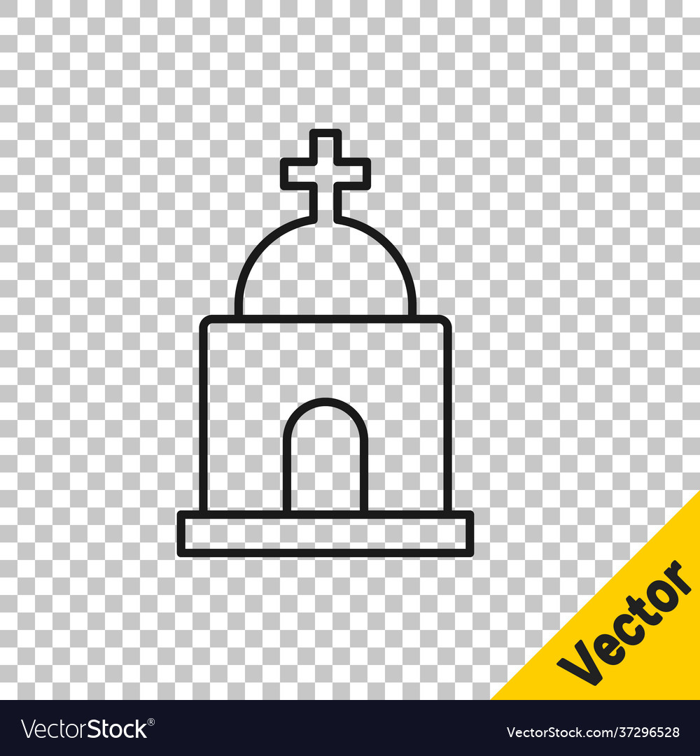 Black line old crypt icon isolated on transparent Vector Image