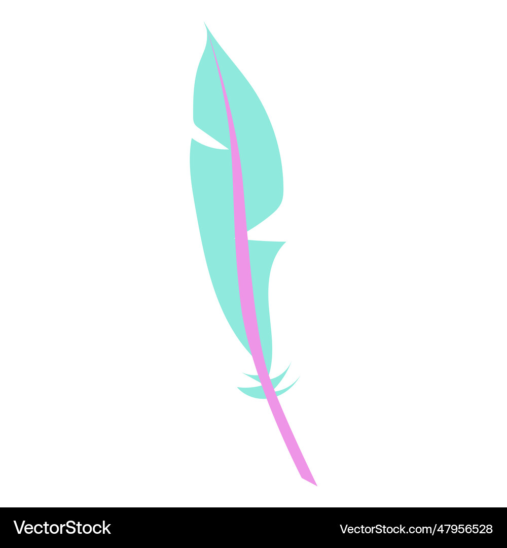 Boho shape blue feather Royalty Free Vector Image