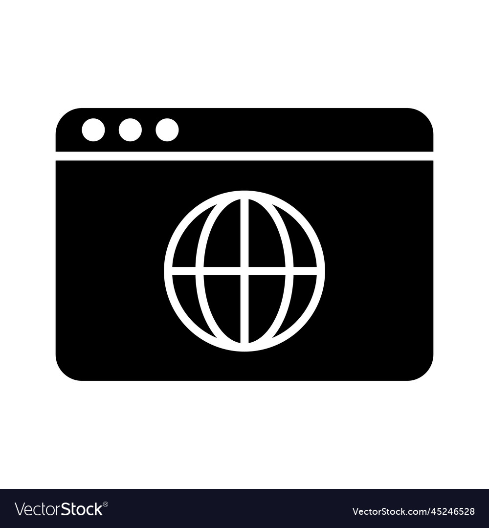 Browser window silhouette icon or internet and web Vector Image Browser window silhouette icon or internet and web