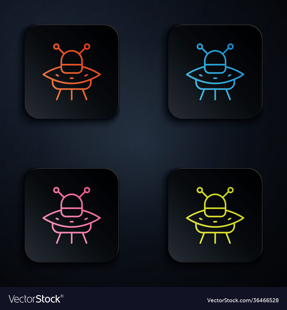 Color neon line ufo flying spaceship icon isolated Vector Image Color neon line ufo flying spaceship icon isolated