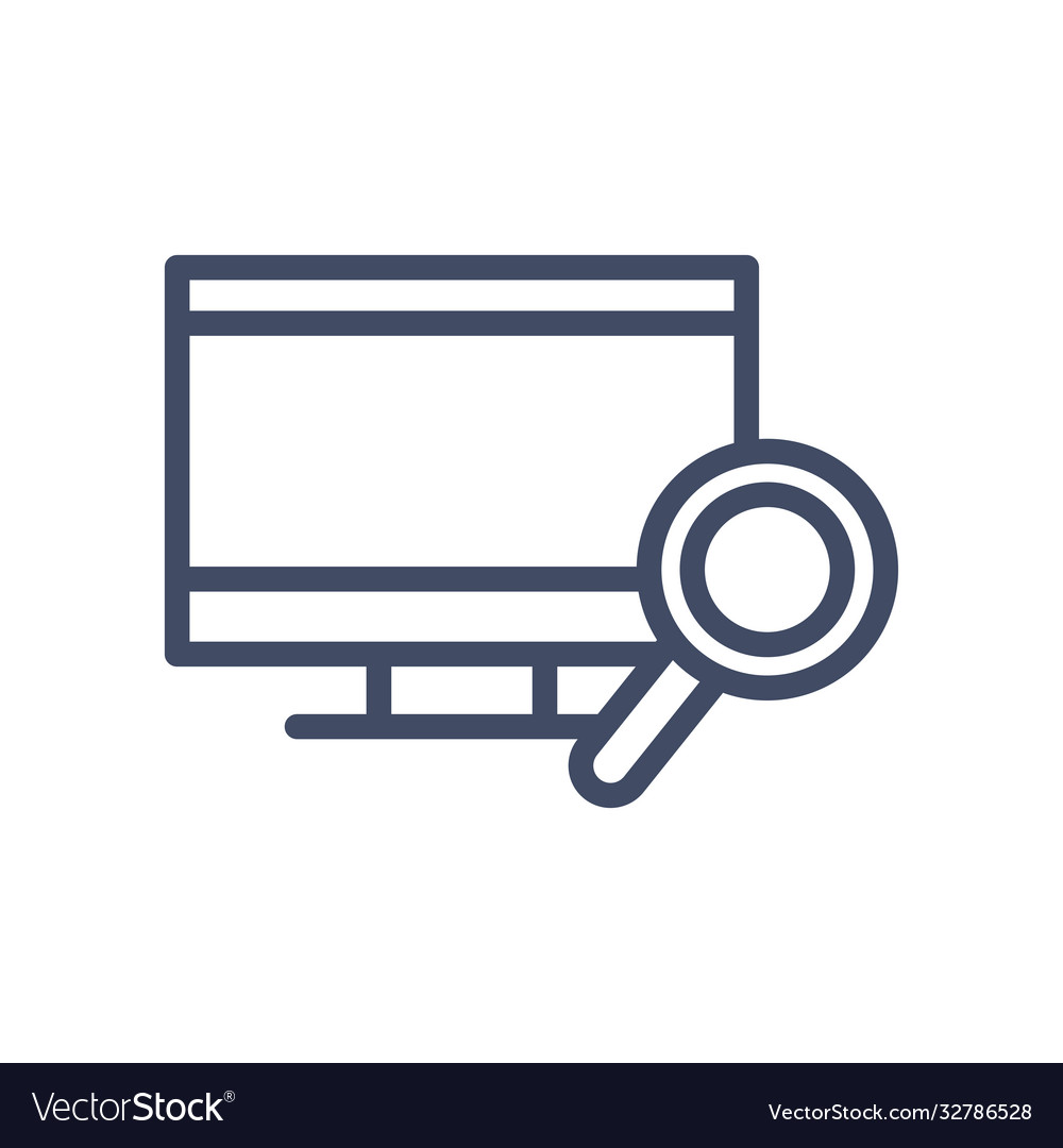 Computer with lupe line style icon design