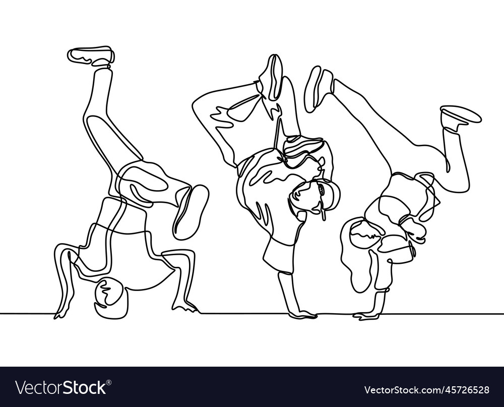 Continuous line drawing break dancer isolated Vector Image Continuous line drawing break dancer isolated
