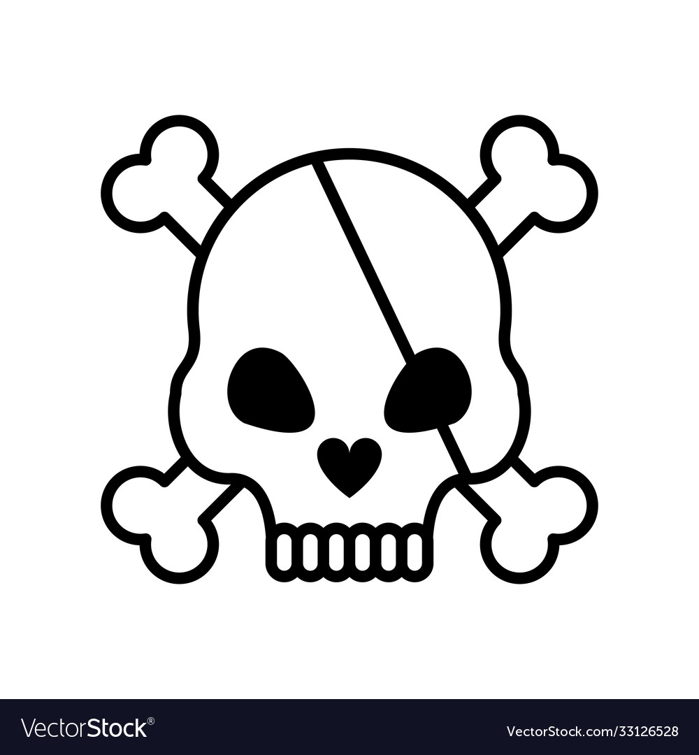 Death skull head with bones crossed and pirate