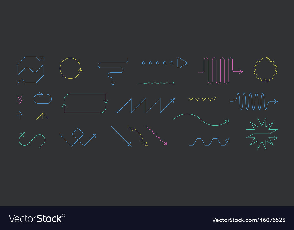 Doodle line arrows colorful direction pointers vector image Doodle line arrows colorful direction pointers