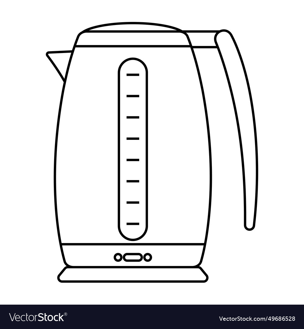 Hot water kettle outline on white Royalty Free Vector Image