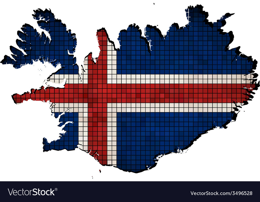 Iceland map with flag inside Royalty Free Vector Image