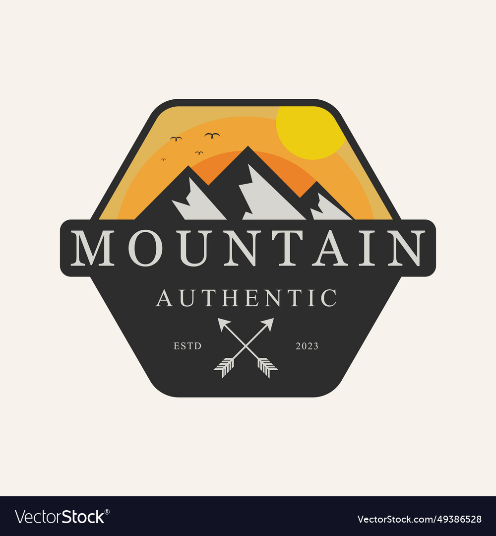 Mountain outdoor sport line art logo design