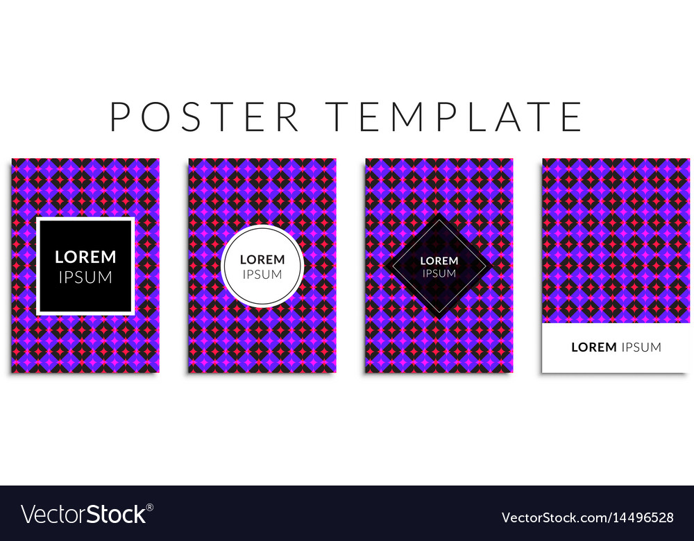 Poster set with violet color circle shape pattern
