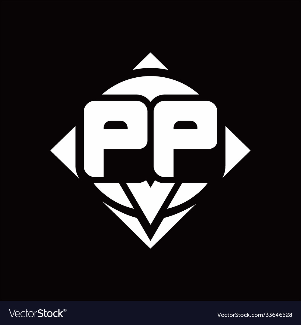 Pp logo monogram with circle shape and square