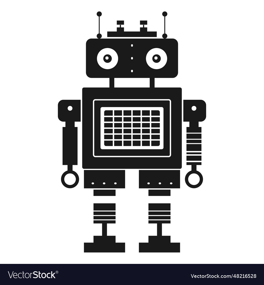 Retro robot mechanical toy in outline design