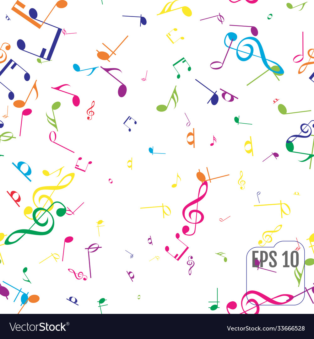 Seamless pattern with colorful music notes