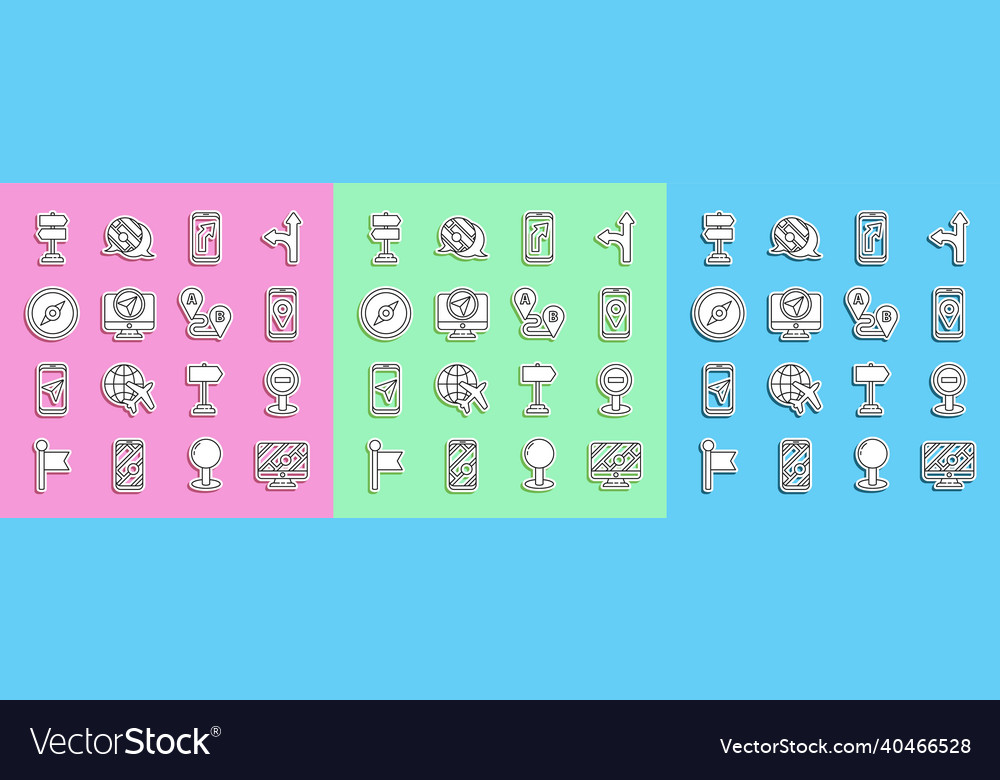 Set line monitor with location marker stop sign vector image Set line monitor with location marker stop sign