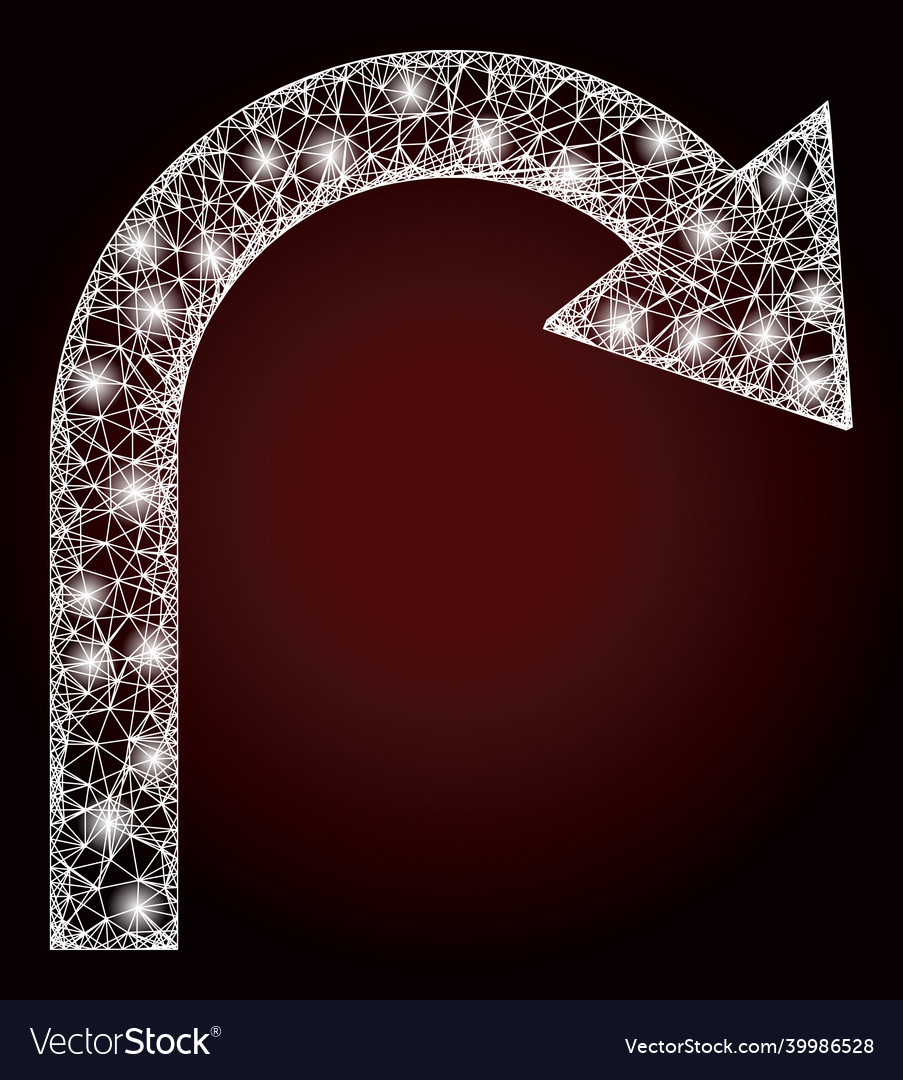 Shiny net mesh turn back arrow with glare spots vector image Shiny net mesh turn back arrow with glare spots