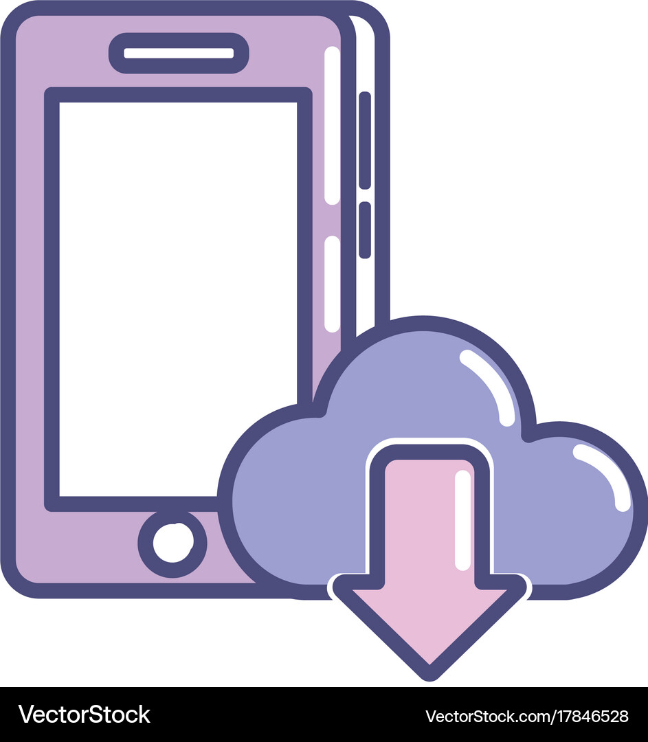 Smartphone technology with cloud data icon Vector Image