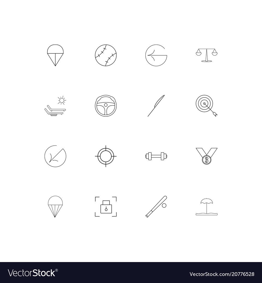 Sport fitness and recreation linear thin icons