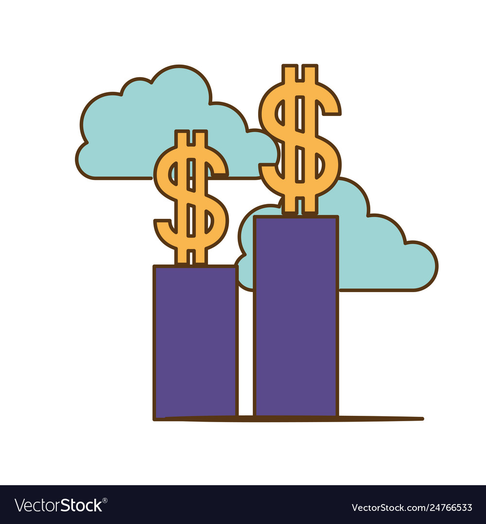Bar graph with dollar symbol isolated icon
