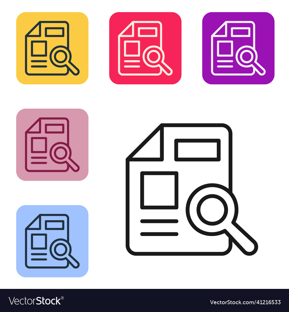 Black line document with graph chart icon isolated