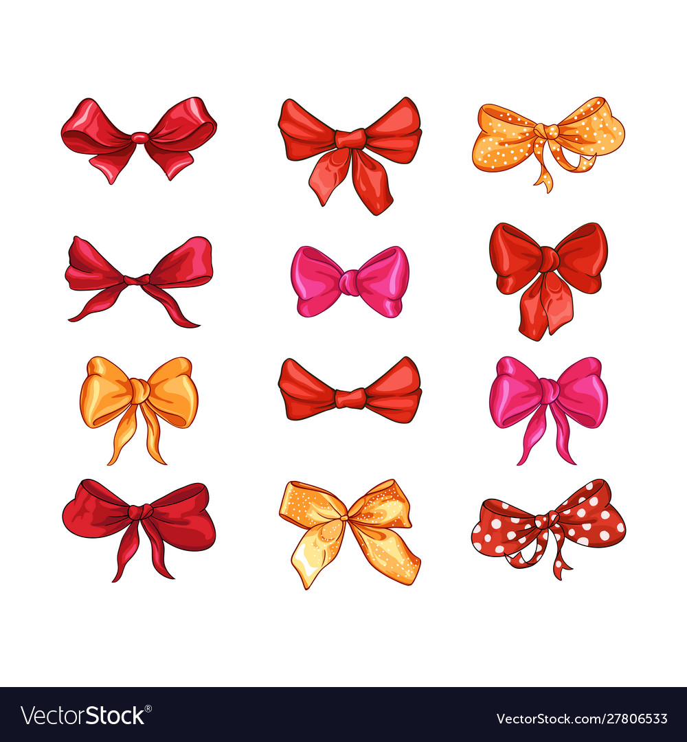 Bows for hair flat set Royalty Free Vector Image