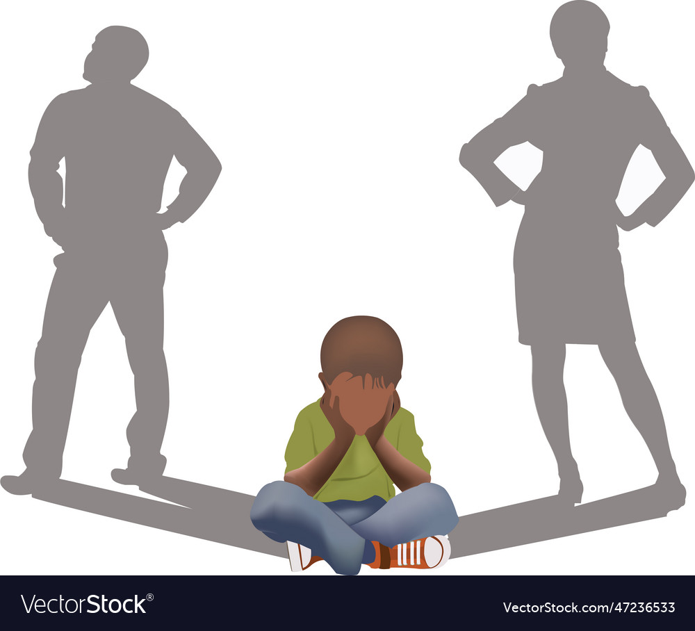 Child alone abandoned by divorced parents Vector Image