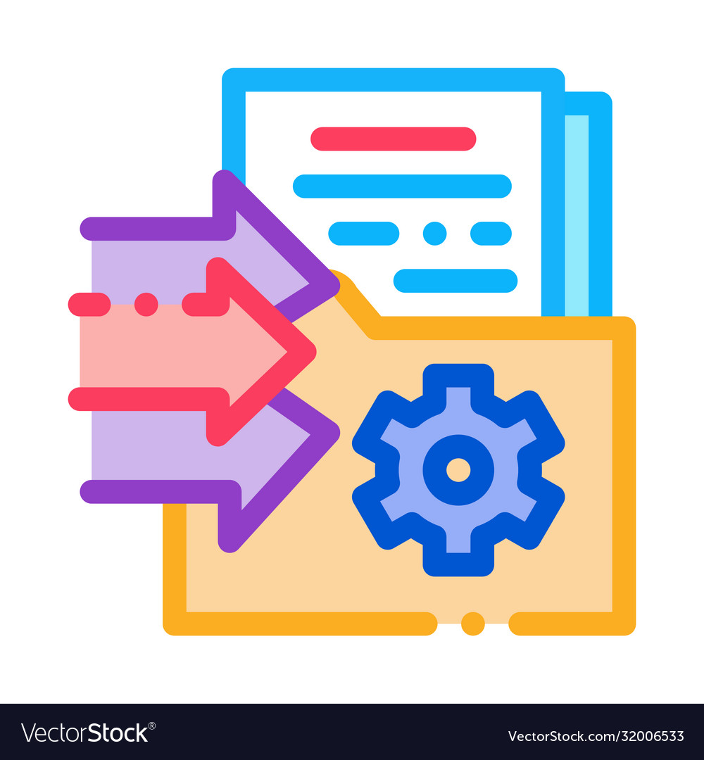 Document adding in folder icon outline