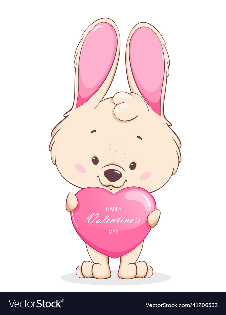 Happy valentines day cute bunny cartoon character Vector Image