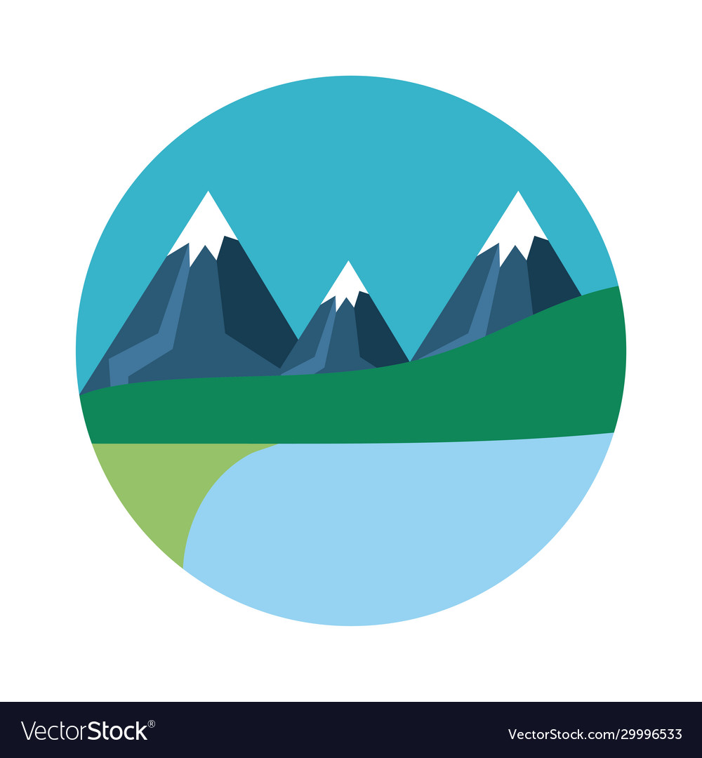 Landscape with snow mountains scene flat style Vector Image