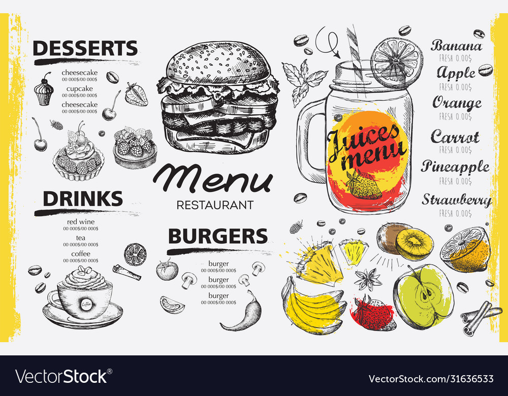 Restaurant cafe menu template design food flyer Vector Image