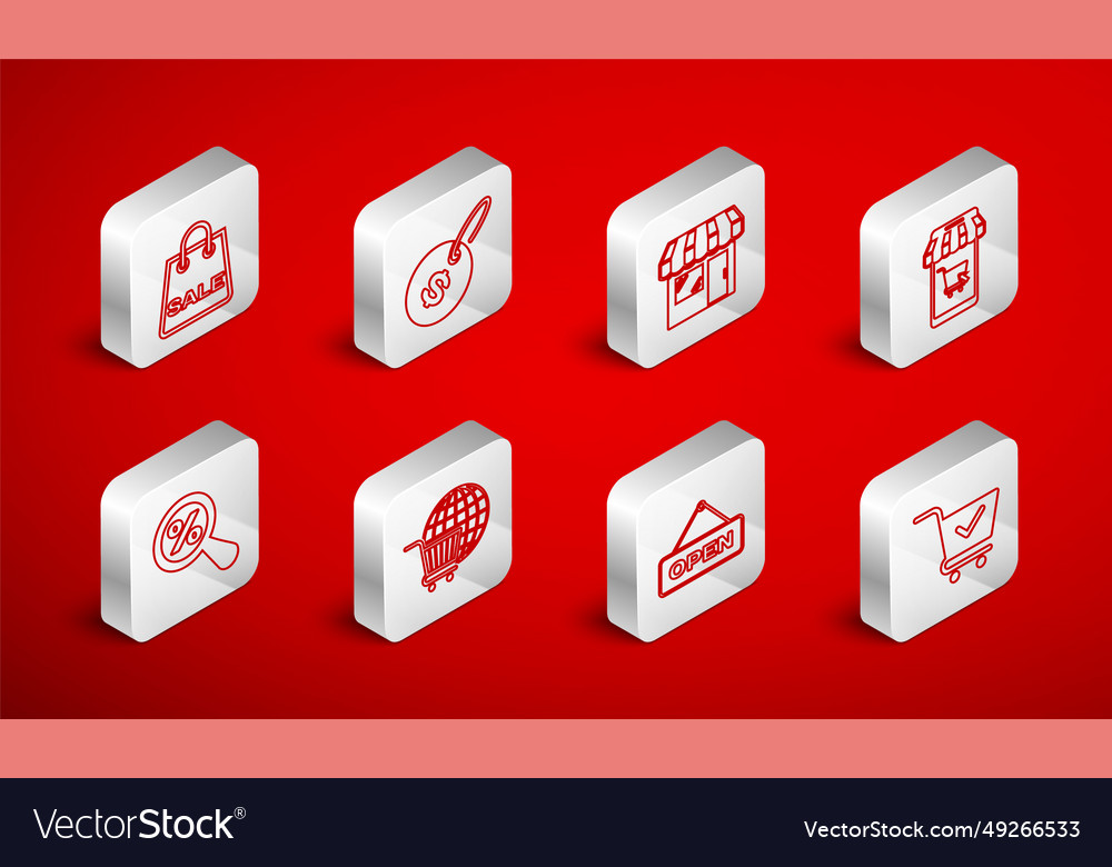 Set line shopping cart with check mark price tag Vector Image Set line shopping cart with check mark price tag