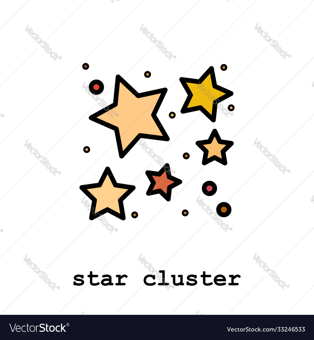 Star cluster color icon thin line linear outline