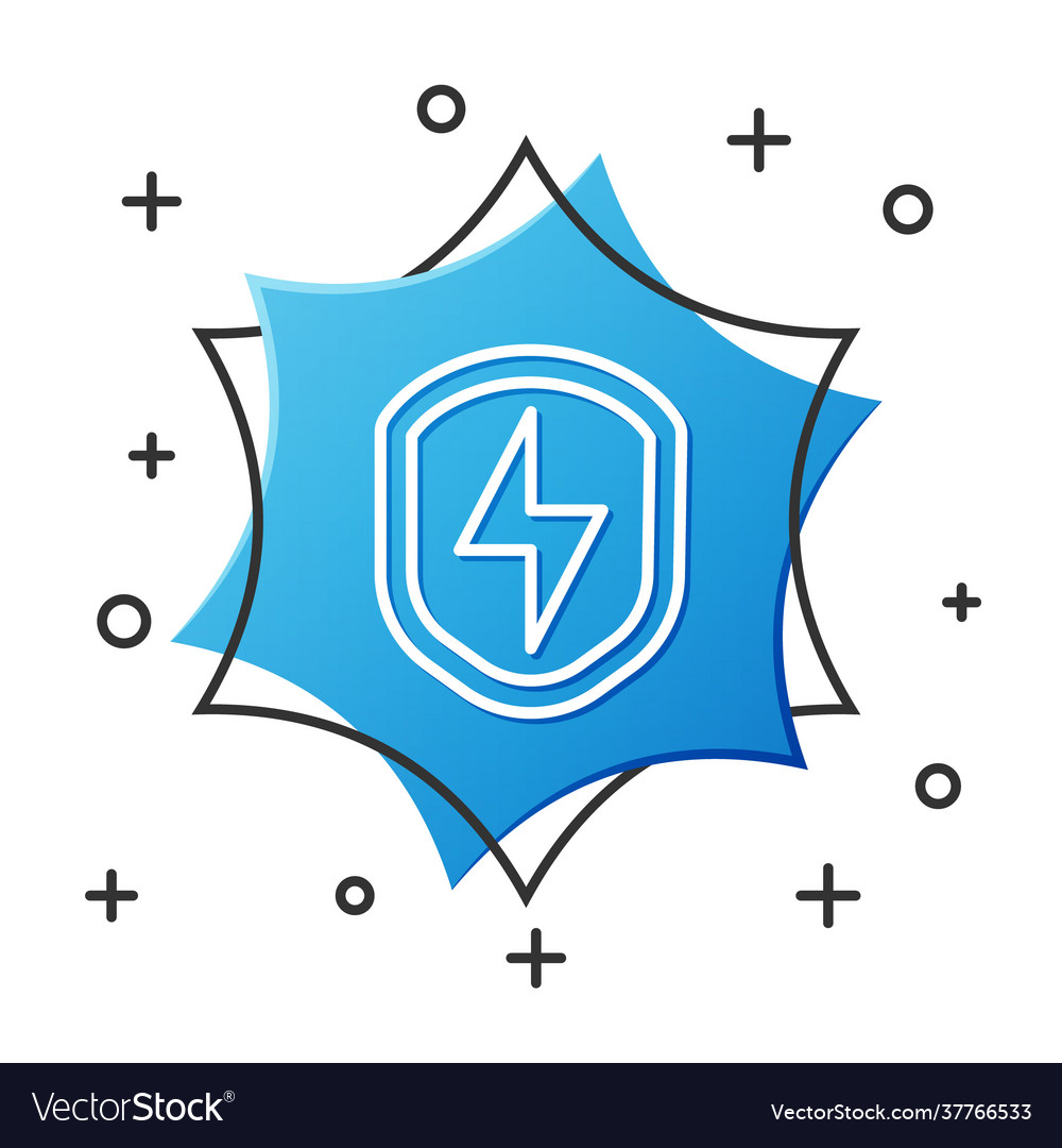 White line secure shield with lightning icon