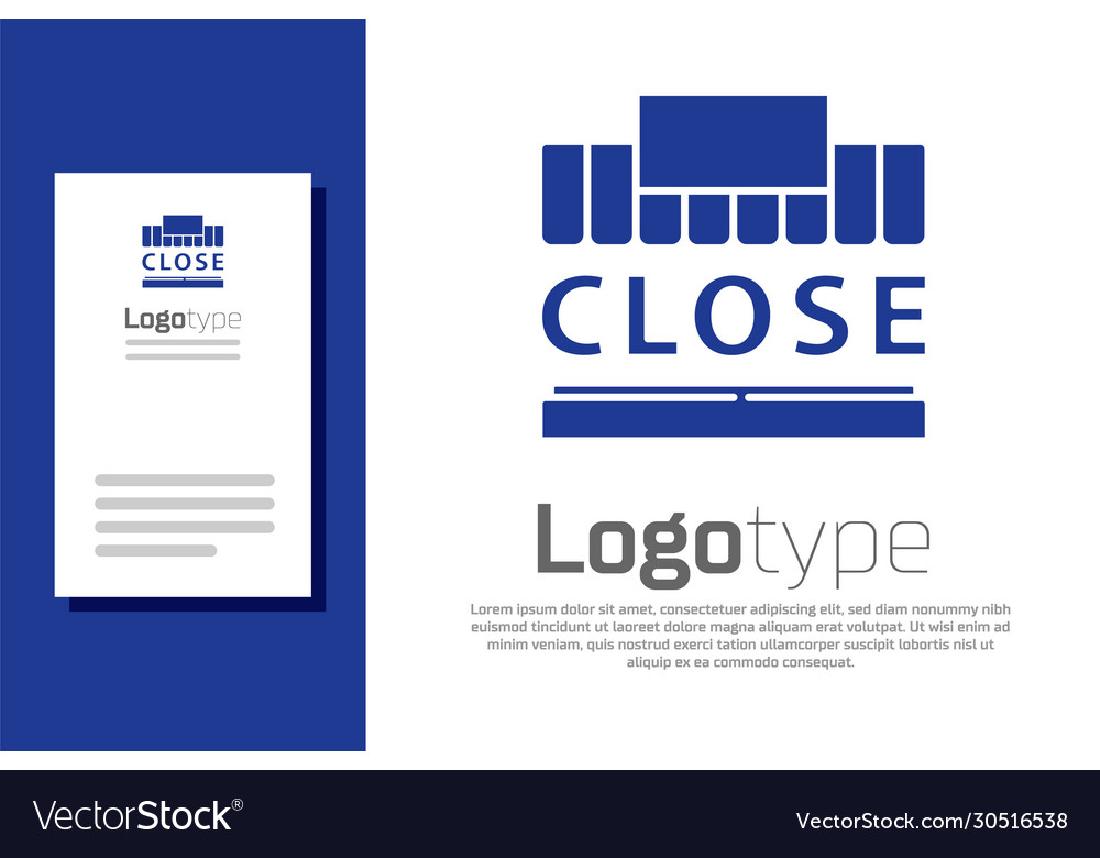 Blue shopping building or market store and text Vector Image Blue shopping building or market store and text