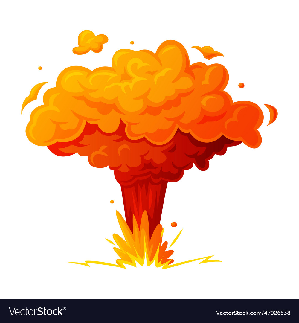 Bomb explosion bright orange cloud Royalty Free Vector Image