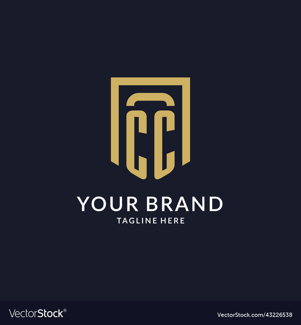 Cc logo initial with geometric shield shape