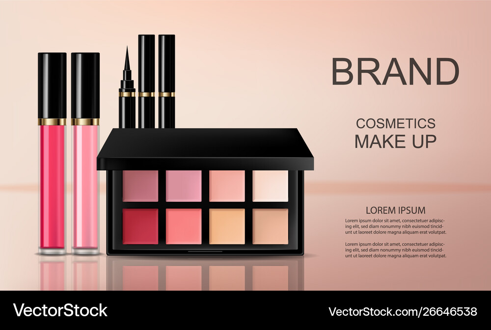 Cosmetics set realistic eye shadow lip Royalty Free Vector