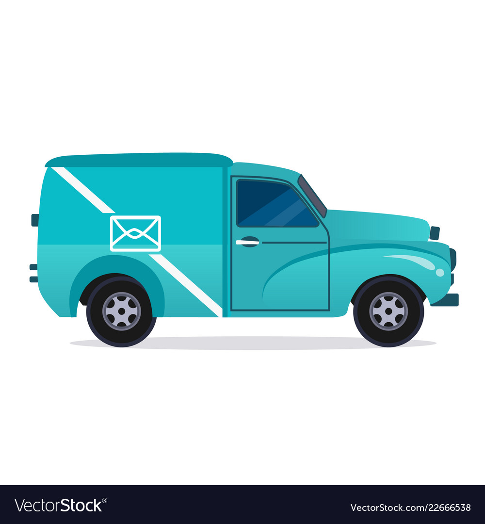 Delivery blue van icons collection