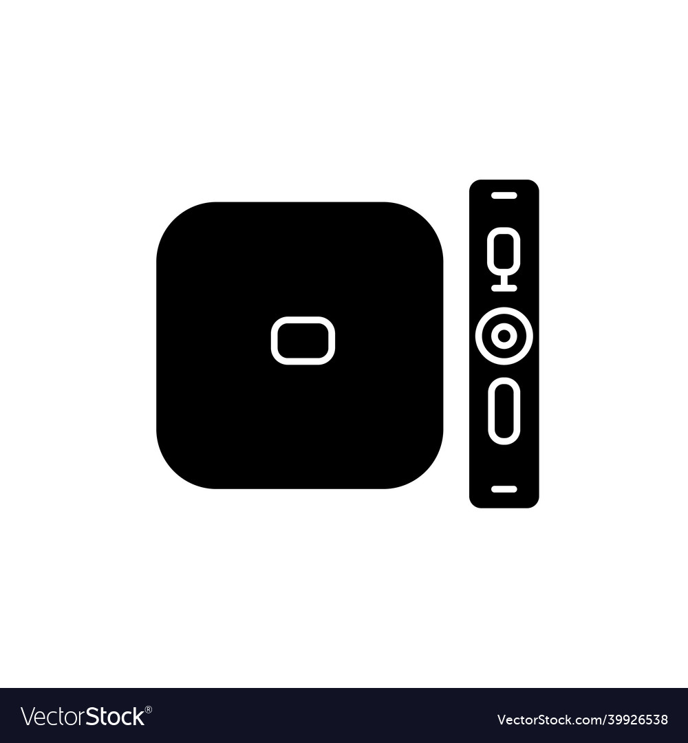 Digital media player black glyph icon tv stereo vector image Digital media player black glyph icon tv stereo