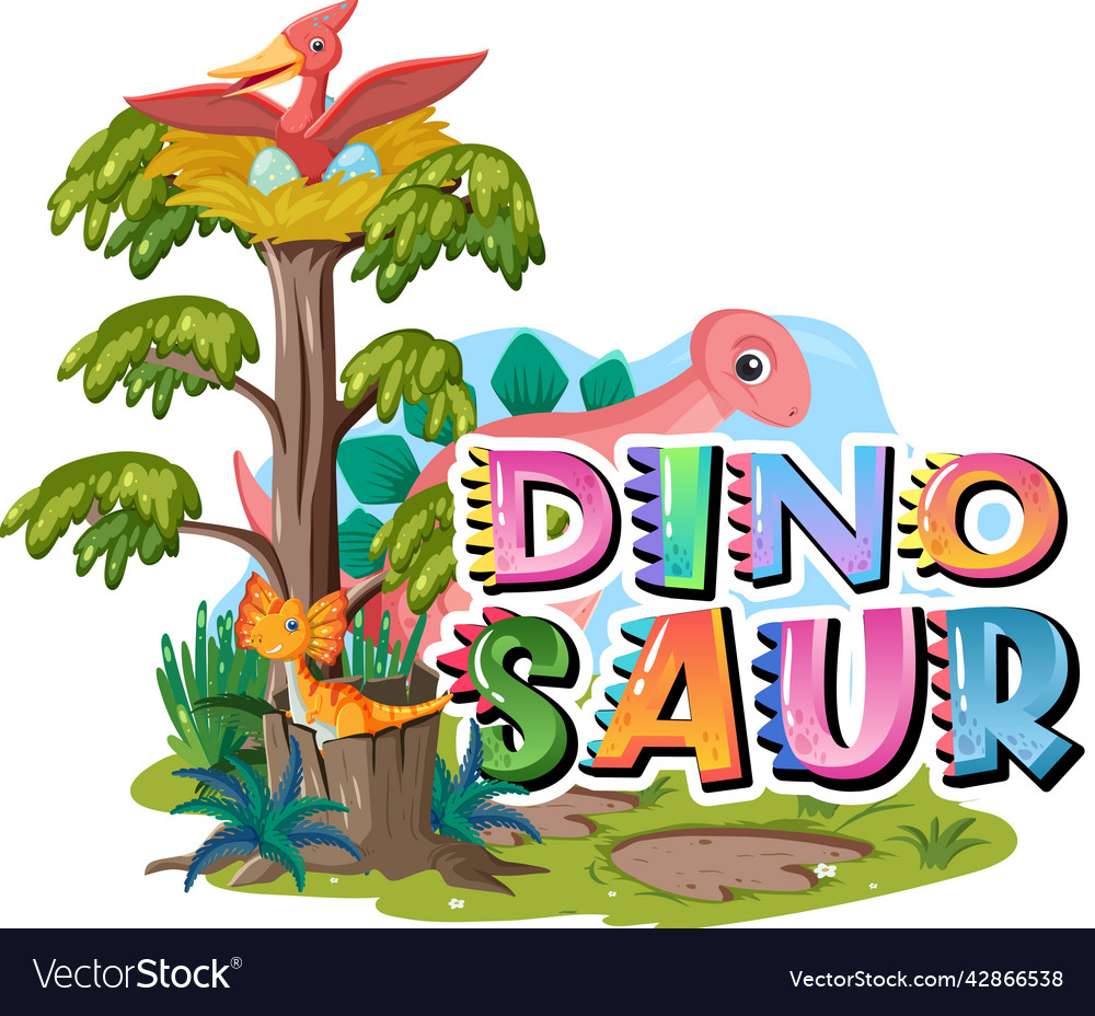 Dinosaur word logo with various dinosaurs Vector Image