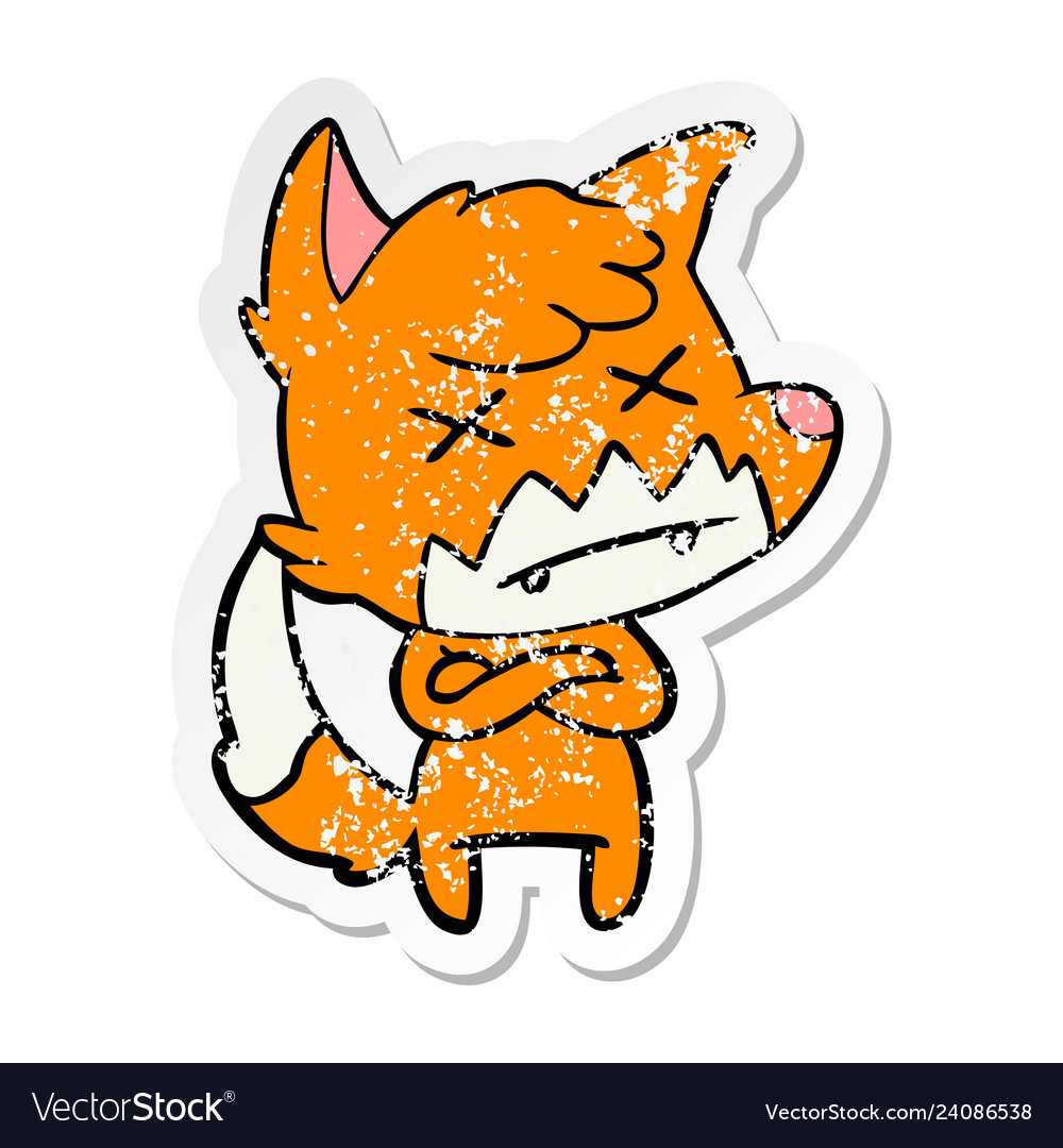 Distressed sticker of a cartoon dead fox Vector Image